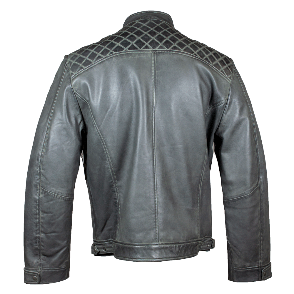 BOL Men's Quilted Shoulders Leather Jacket