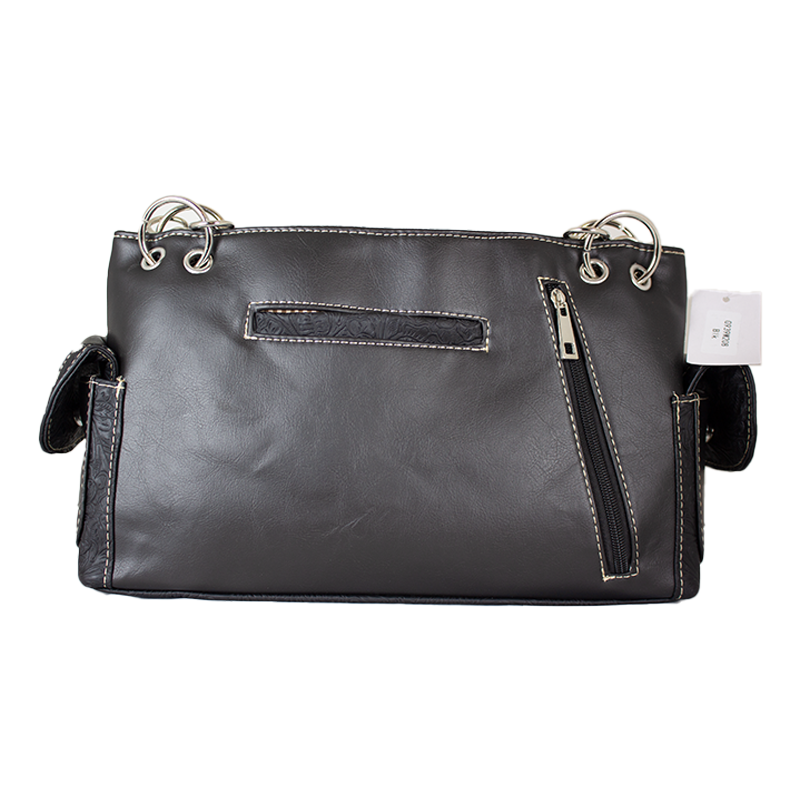 C&S Trading Leather 2 Handle Bag Studded Bear