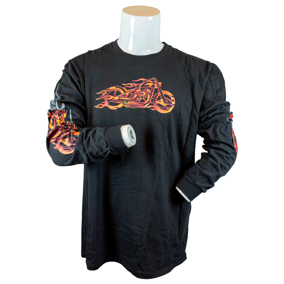 BOL Men's Flaming Bobber Motorcycle Long Sleeve Shirt
