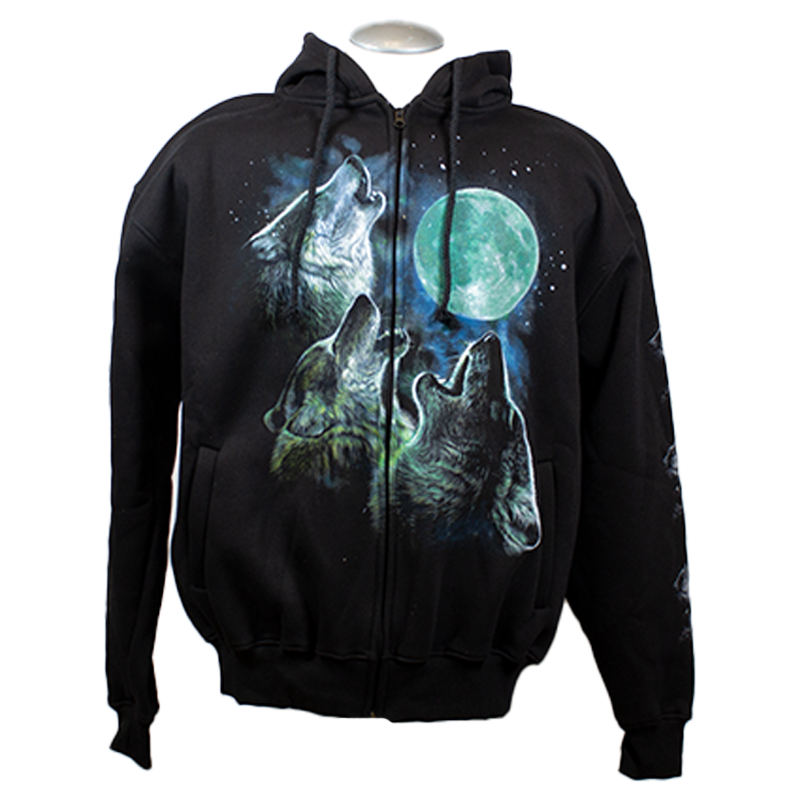 J&L Imports Men's Howling Wolves Zip-Up Hoodie