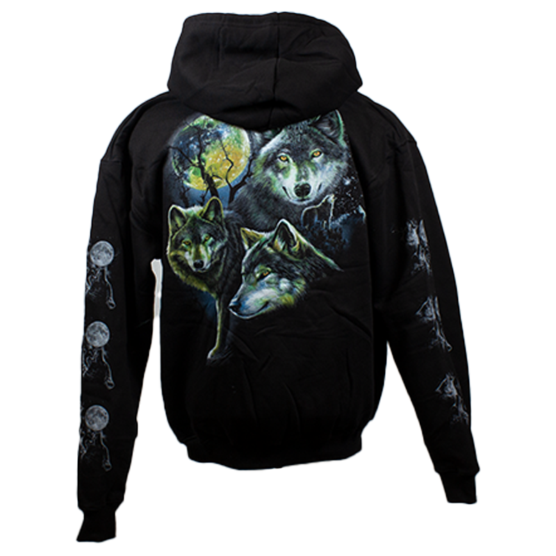 J&L Imports Men's Moon and Wolves Zip-Up Hoodie