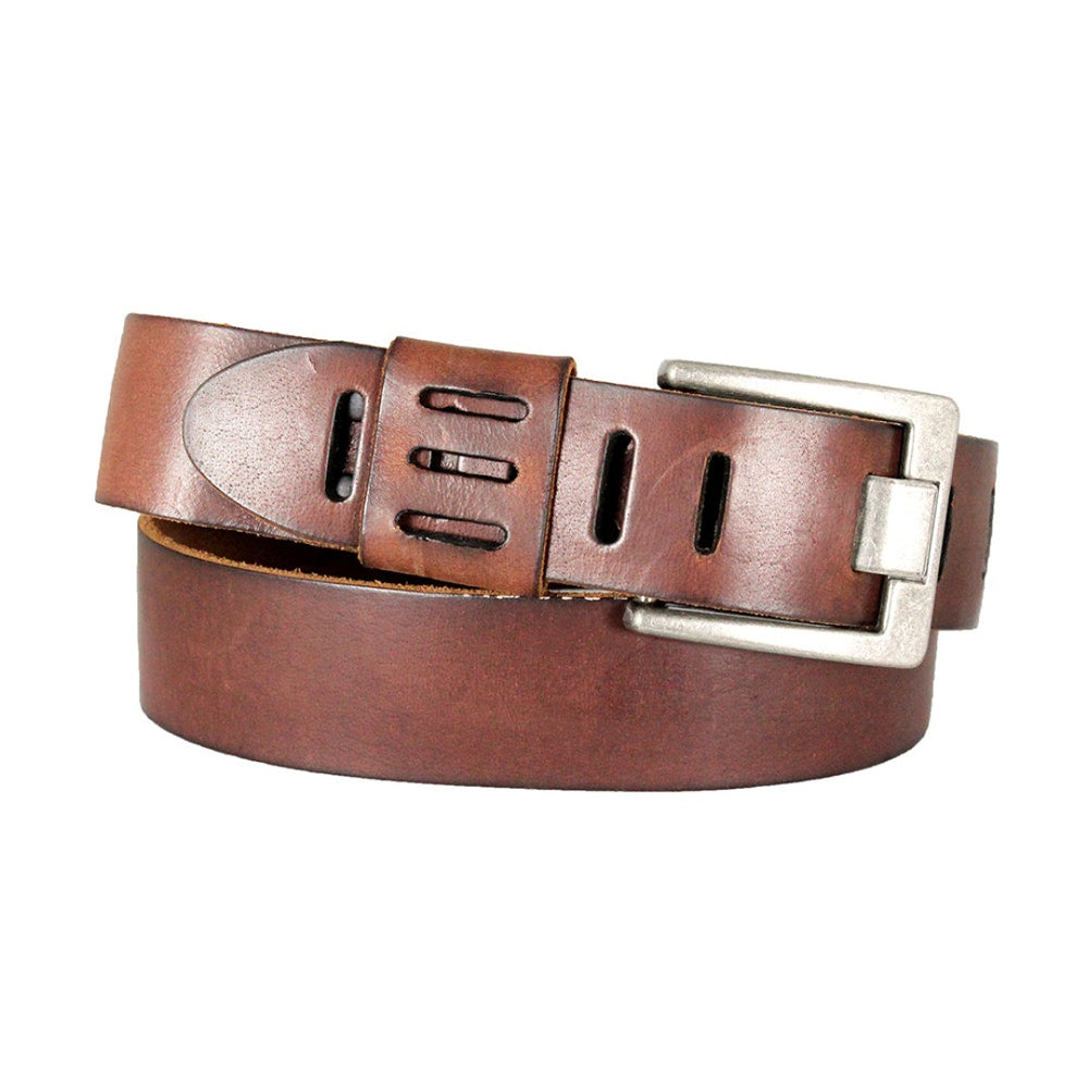 Men's Slotted Distressed Leather Belt
