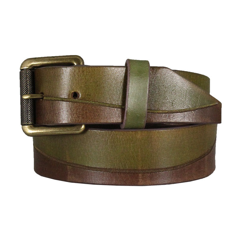 Women's Wave Design Two-tone Leather Belt
