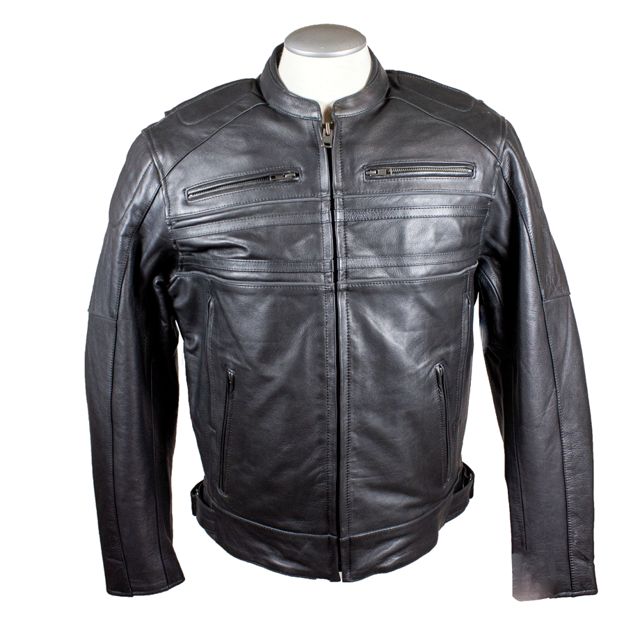 Open Road Men's Leather Armored Riding Jacket