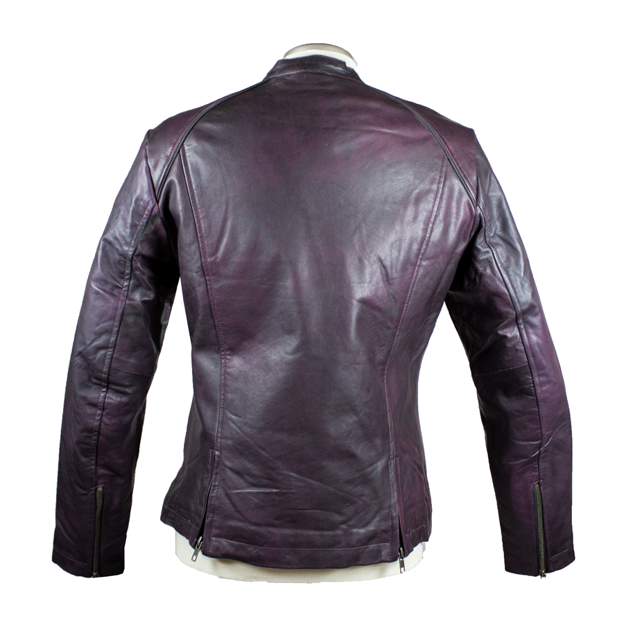 BOL Women's Purple Wash Moto Sheepskin Leather Jacket