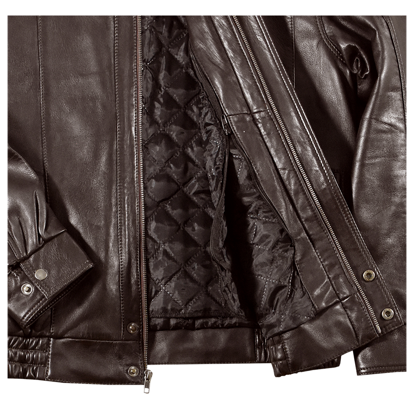 Men's Double Pocket Leather Bomber Jacket