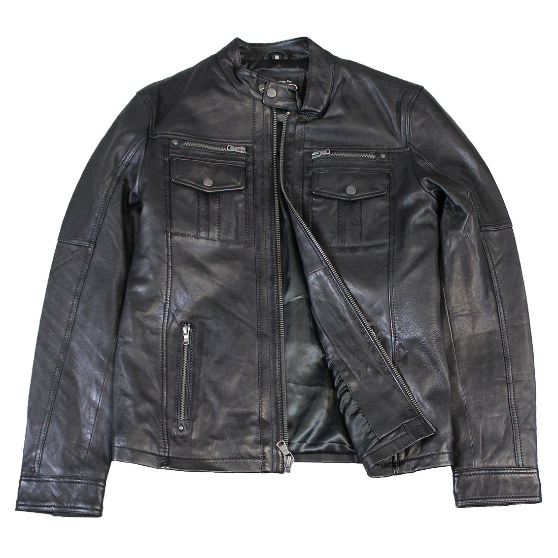 Men's Snap Collar Leather Jacket