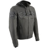 Milwaukee Leather Men's Crossover Scooter Jacket w/ Reflective Skulls & Full Sleeve Removable Hoodie