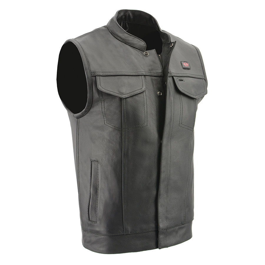 Milwaukee Leather Men's Leather Club Style Vest w/ Heated Technology and Cool Tec