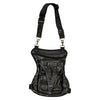 Lace Up Detail Leather Thigh Bag with Waist Belt