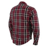 Milwaukee Leather Men's Maroon Checkered Armored Flannel Biker Shirt w/ Reinforced Fibers