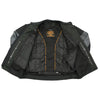 First MFG Co. Men's Black & Grey Mesh Armored Racing Jacket w/ Racing Stripes