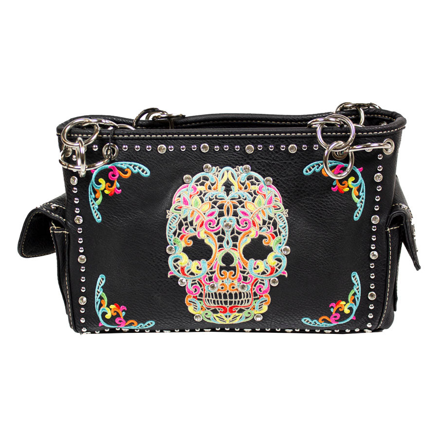 Sugar Skull Embroidered Handbag