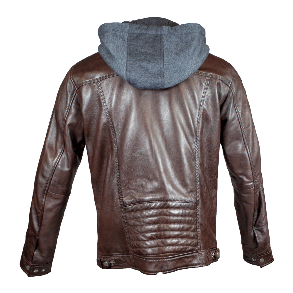 BOL Men's Hooded Snap Collar Leather Jacket