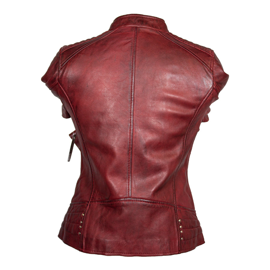 Women's Side Zip Leather Racer Jacket