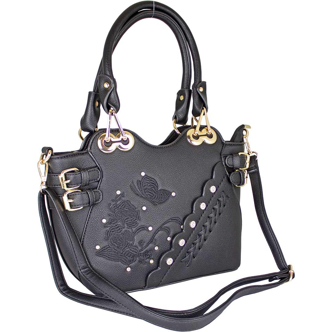 Temptation Italy Butterfly Embroidered Two Handle Satchel