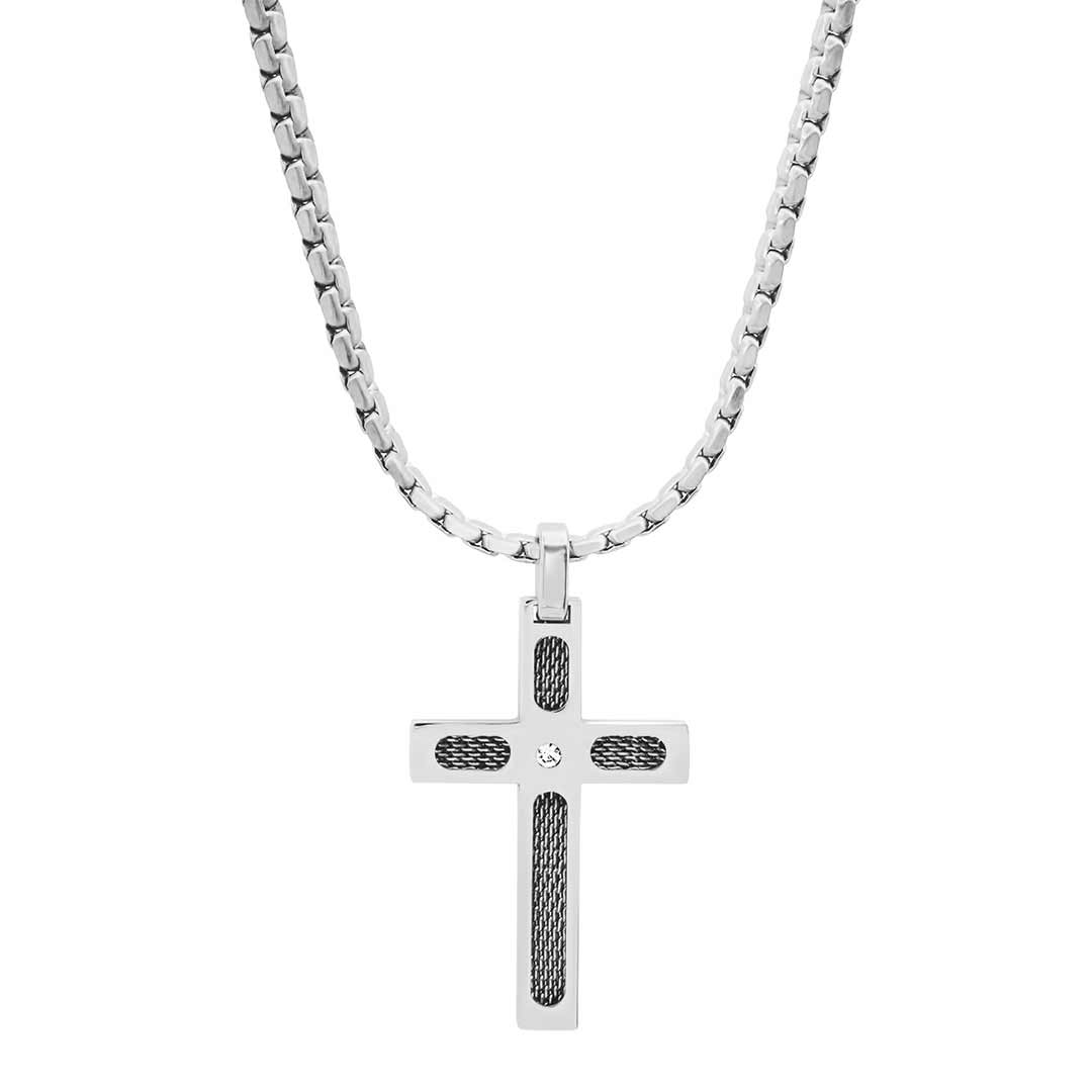 Steeltime Diamond Cross Pendant