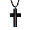 Steeltime Stripe Cross Pendant Necklace
