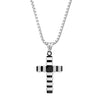 Steeltime Striped Cross Pendant Necklace