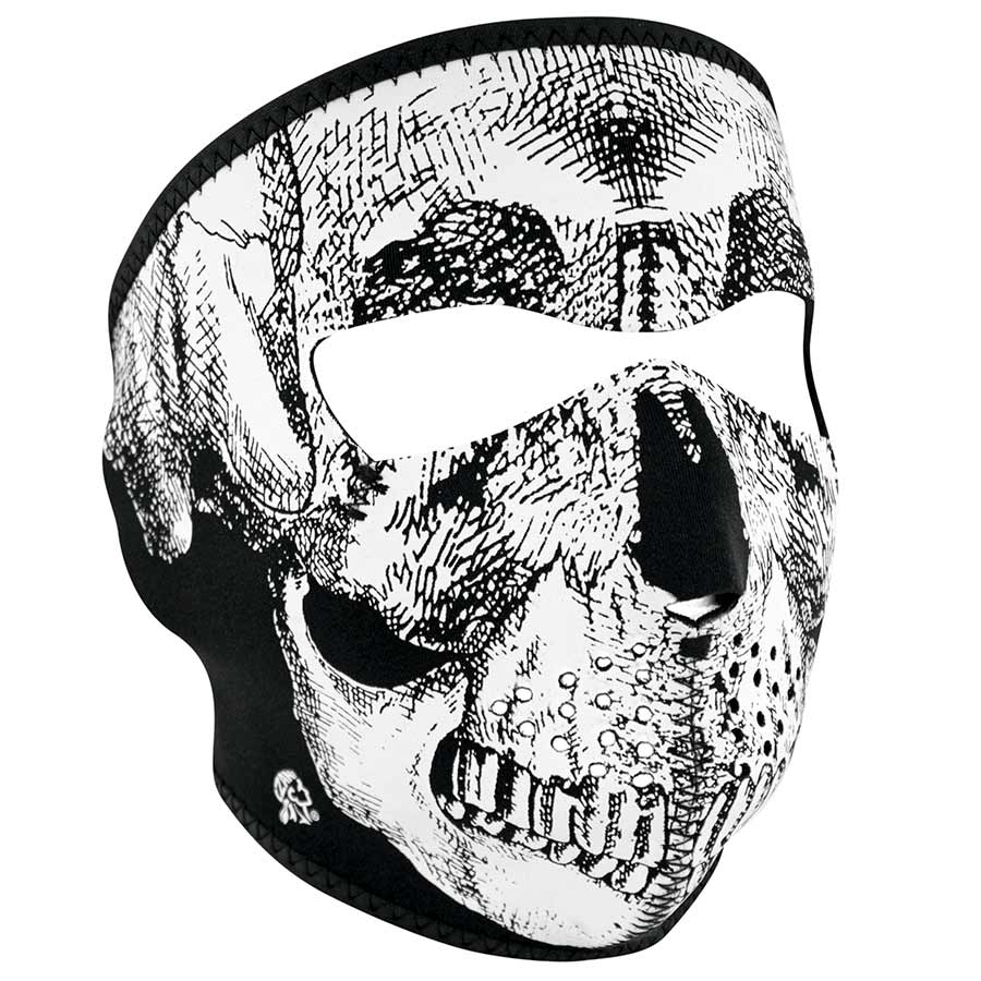 ZANheadgear Full Mask Neoprene Black & White Skull Face Glow In the Dark